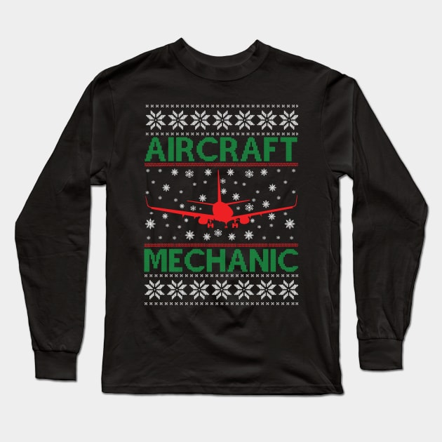 Aircraft Mechanic ugly sweater Long Sleeve T-Shirt by MZeeDesigns